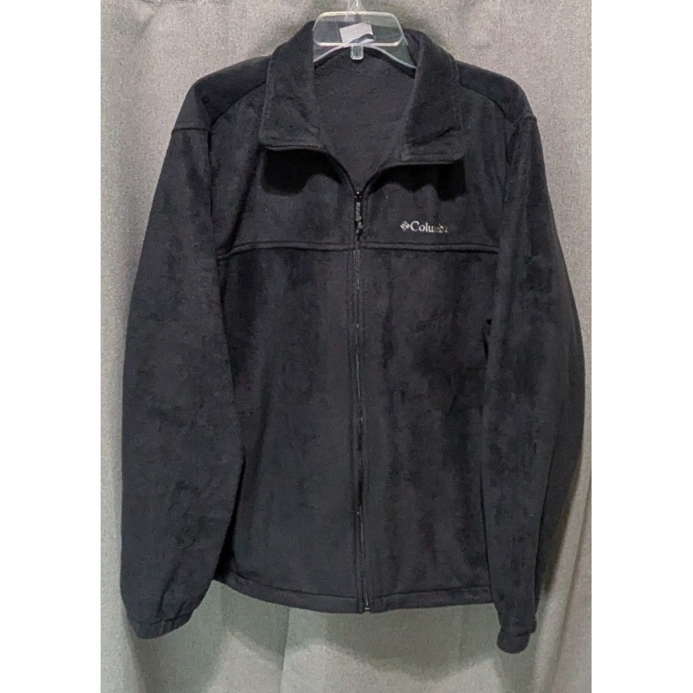 Columbia Fleece Jacket Mens Large Black Good Full Zip Mock Neck Solid RN69724